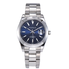 Parnis 39.5mm Blue Dial Japan Movement Automatic Mechanical Men Watch Calendar Man Clock Mens Watches PAR88016