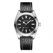 Parnis 40mm Watches Mechanical Sapphire Crystal Casual Leather Strap Japan Men's Calendar Automatic Mens Watch PAR88017