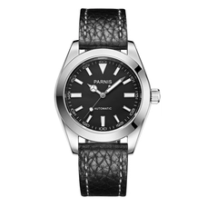 Parnis 40mm Watches Mechanical Sapphire Crystal Casual Leather Strap Japan Men's Calendar Automatic Mens Watch PAR88017