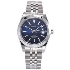 Parnis 39.5mm Blue Dial Men's Watches Calendar Japan Automatic Movement Mechanical Men Wristwatch PAR88027