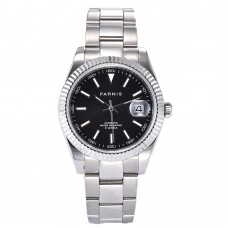 Parnis 39.5mm Black Dial Japan Movement Men's Watches Calendar Automatic Mechanical Men Wristwatch PAR88031