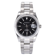 Parnis 39.5mm Black Dial Japan Movement Men's Watches Calendar Automatic Mechanical Men Wristwatch PAR88031