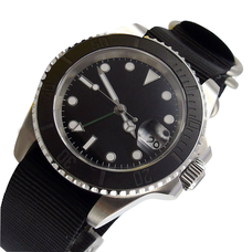 Parnis 40mm Black Green Hand GMT Ceramic Bezel Sapphire Crystal Automatic Mens Watch PAR51003G