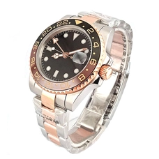 PARNIS 40mm Black Dial Sapphire Glass SUB Ceramic Bezel GMT Automatic Mens Watch PAR51013G