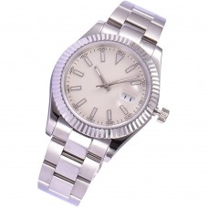 Parnis 40mm Beige Dial Fashion Hand-Winding Silver Watch Hands Men's Wrist Watch PAR51016