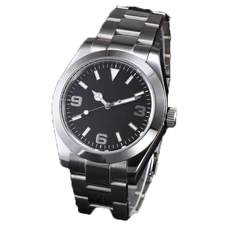 Parnis 40mm Black Dial Mechanical Automatic Stainless Steel Strap Sapphire Crystal Wristwatches Clock Men Watch PAR51021