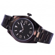 Parnis 40mm Dial Mechanical Automatic Mens Watch Black Case Sapphire Crystal Stainless Steel Strap Men Watch PAR51022