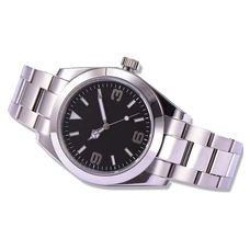 Parnis 40mm  Mechanical Automatic Mens Watch Black Case Sapphire Crystal Stainless Steel Strap Men Watch PAR51023